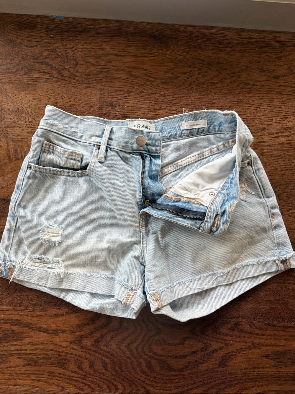 Frame Denim Light Wash Denim Shorts - Women's Casual Cutoff Size 25